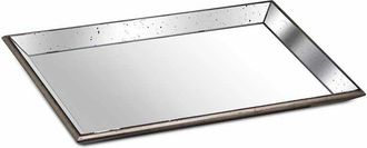 Hill Interiors Hill Interiors - Astor Distressed Large Mirrored Tray with Wooden Detailing - Glass - L80 x W50 x H5 cm - Brown/Gold
