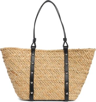 Rebecca Minkoff Woven Straw Tote in Natural/Black at Nordstrom Rack