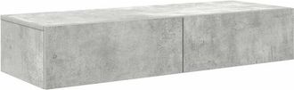 vidaXL Wall Shelf with Drawers Concrete Grey 100x36x19 cm Engineered Wood vidaXL