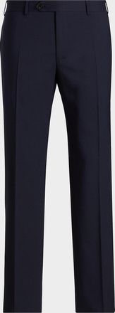 Canali Men & apos;s Wool Stretch Straight-Leg Trousers