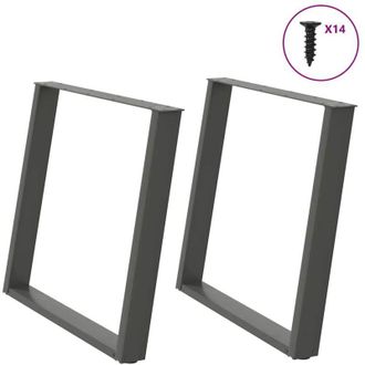 vidaXL Vidaxl - Patas Para Mesa De Comedor En Forma De U (2 Unidades), Antracita, 100 X (72-73) Cm, Acero