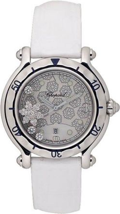 Chopard Happy Sport Diamond Snowflake Steel White Rubber Watch 27/8949