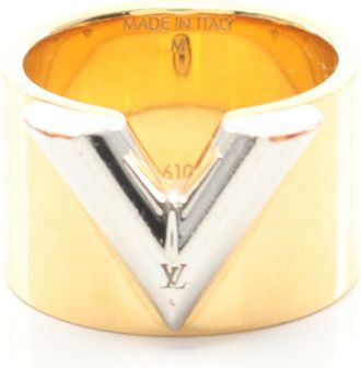 Louis Vuitton Gold Silver Gold Plating Stainless Steel Band Ring (Pre-Owned)