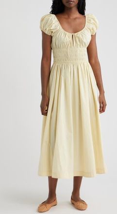 D&ocirc;en Quinn Organic Cotton Poplin Maxi Dress in Buttercream at Nordstrom, Size Xx-Large