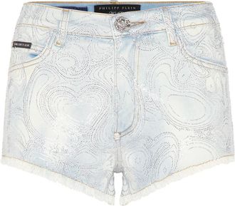 Philipp Plein Korte Broeken, Dames, Blauw, W31, Denim, Denim Shorts Teddy Bear