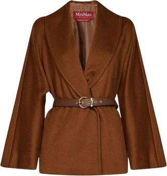 Max Mara Dames, Mantels, Bruin, Maat: S Wol