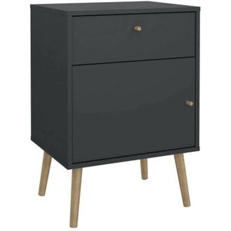 Dmora Dmora - Mesa De Noche Antenati, C&oacute;moda Baja, Mesilla De Noche, Estante De La Cama, 50x39 H72 Cm, Gris