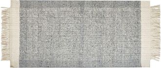 Beliani Alfombra De Lana Gris Blanco Crema 80 X 150 Cm Hecho A Mano Geom&eacute;trico Tatlisu