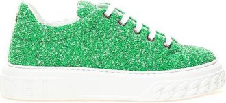 Casadei Womens Kick Sneaker Green Glitter - Lime Green Leather - Size EU 41