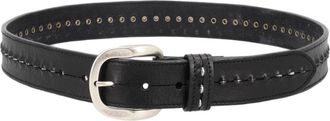 Golden Goose Refined Black Stitched Cow Leather Belt