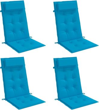 vidaXL Cojines De Silla Con Respaldo Alto 4 Uds Tela Oxford Azul Claro Vidaxl