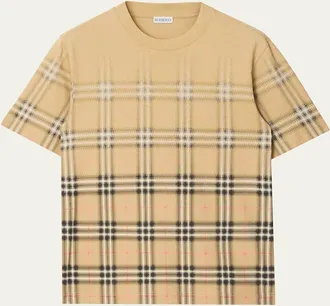 Burberry Mens Gradient Check Cotton T-Shirt