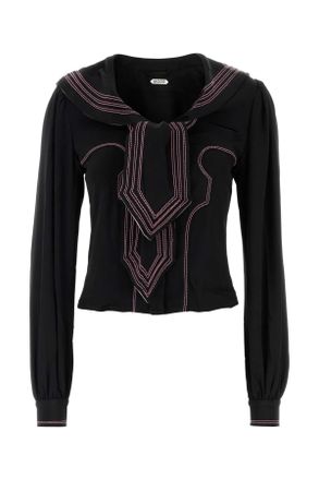 Bode Black Silk Seafarer Shirt