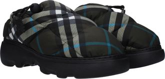 Burberry Womens Green Fabric Slip-On Loafers