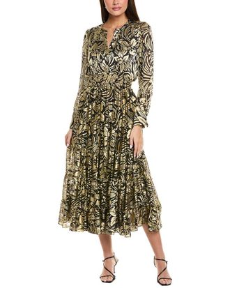 Elie Tahari The Francesca Silk-Blend Midi Dress