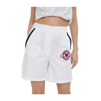 Love Moschino Shorts met logo-borduring - Dames - Korte broeken - Wit - Maat: S Katoen
