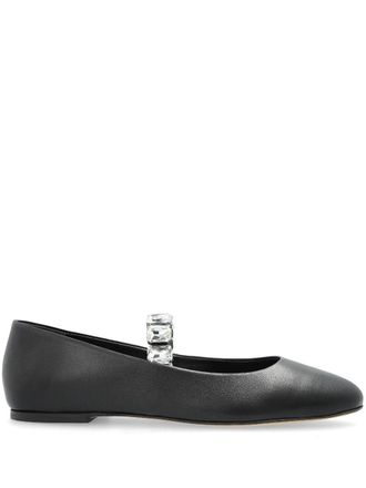 Casadei crystal-embellished ballet flats - women - Leather - 35 1/2 - Black