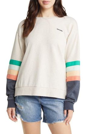 Rip Curl Surfbreak Stripe Cotton Sweatshirt in Oatmeal Marle at Nordstrom, Size X-Large