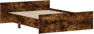 vidaXL Bed Frame without Mattress Smoked Oak 135x190 cm Double Vidaxl