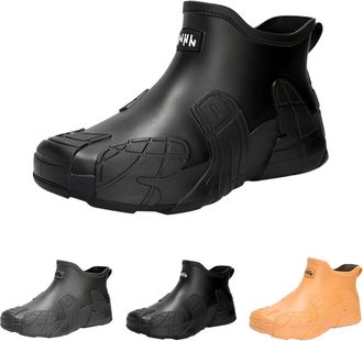 Generic Wellington Boots Men Ankle Wellies Short Chelsea Boots Waterproof Anti-Slip Lightweight Breathable Rubber Rain Shoes for Hiking, Yard Work, Mucker Sty