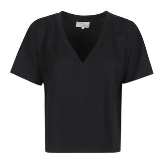 Loulou Studio Faaa LDS V Neck T-Shirt - female - Loulou Studio - T-Shirts - Black - XS - Tops