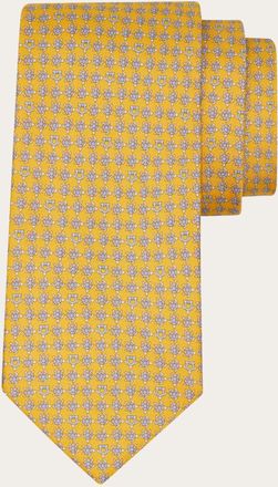 Ferragamo Men Turtles print silk tie Yellow