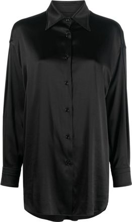 Tom Ford Black Relaxed fit stretch silk satin shirt