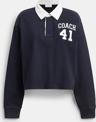 Coach Heritage Long Sleeve Cropped Rugby Polo