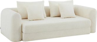 Vente-Unique Divano Letto 3 Posti Compatto In Tessuto Boucette Beige - Catono