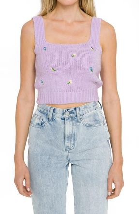 English Factory Embroidered Sweater Tank in Lavender at Nordstrom, Size X-Small