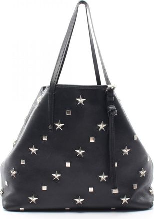 Jimmy Choo London Black Leather Handbag Tote Bag (Pre-Owned)