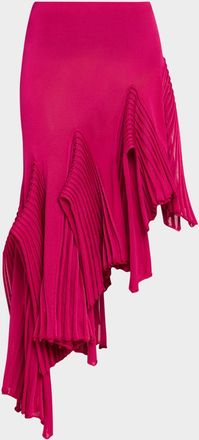 Alaia Asymmetric Godet Ruffle Midi Skirt