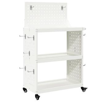 Berkfield Home Tool Trolley with Shelf with Wheel with Storage Manual White 65 x