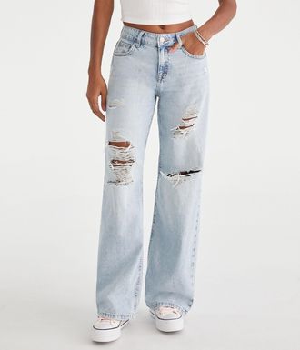 Aéropostale Low-Rise Baggy Wide Leg Lightweight Luxe Jean