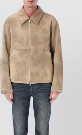 Represent shearling collar jacket metal ring detail