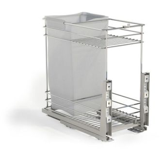 Emuca Carrello estraibile con cestelli e carrello del pane Supra con fissaggio inferiore con chiusura soft, Modulo 300, Acciaio, Cromato lucido - Emuca