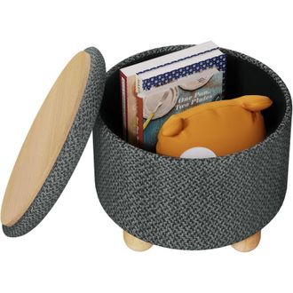 Woltu Pouf pouff puff contenitore baule sgabello in tessuto Grigio Scuro 39x33 cm - Woltu
