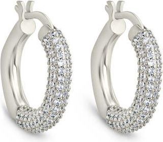 Sterling Forever Cordelia Pavé Cubic Zirconia Huggie Hoop Earrings in Silver at Nordstrom Rack