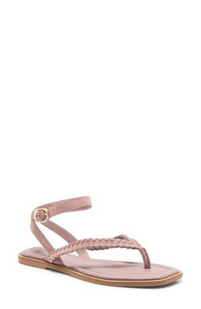 Free People Waverly Whipstitch Ankle Strap Sandal in Pearl Blush Suede Co at Nordstrom, Size 6.5