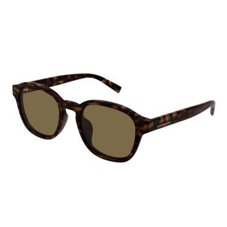 Gucci Ronde Zonnebril - Heren - Zonnebrillen - Bruin - 49 MM - Accessoires