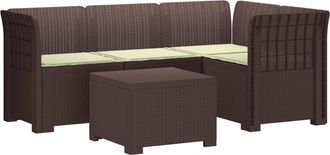 vidaXL Sof&aacute; De Jard&iacute;n Para 4 Personas Con Cojines Y Dise&ntilde;o De Rattan Vidaxl