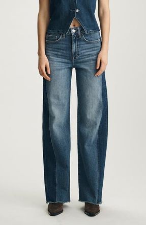 Mavi Malibu Colorblock Wide Leg Jeans in Mid Denim at Nordstrom, Size 26 30