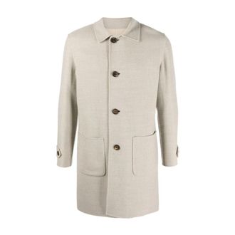 Eleventy Single-Breasted Jas - Heren - Mantel - Beige - XL - Wol - Jassen