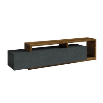 Petits Meubles Mueble tv 1 caj&oacute;n 219 cm paneles de aglomerado gris y madera