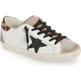 Golden Goose Super Star Sneaker in White/Black/Beige/Leopard at Nordstrom, Size 11Us