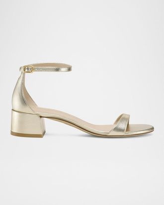 Stuart Weitzman Nudist Metallic Ankle-Strap Sandals