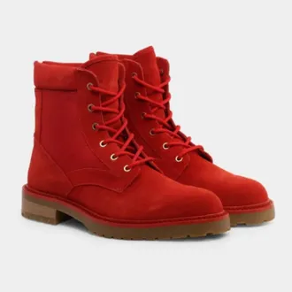 Saint Morta Legion Boots Mens Red Gum Suede Lace Up Round Toe Ankle HTAT1471