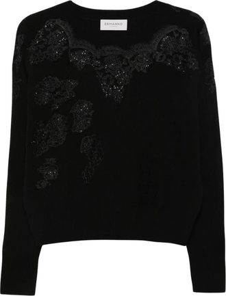 Ermanno Scervino Ronde hals gebreid - Dames - Ronde hals truien - Zwart - S - Truien & Vesten