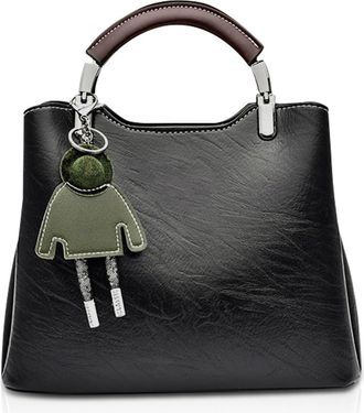 Nicole & Doris Small Handbags for Women Top Handle Crossbody Bag Mini Shoulder Bags PU Leather Girls Messenger Bags Ladies Purses Handbag with Triple Compartment Bla