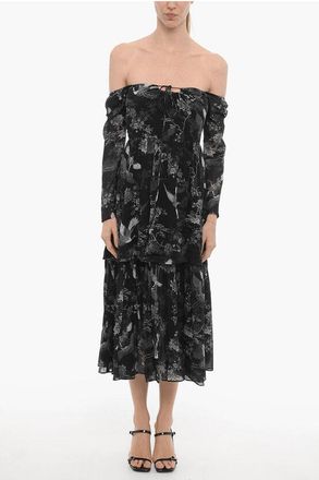 AllSaints Maxi Printed Dress DEVYN PEGGY with Long Sleeves size 42